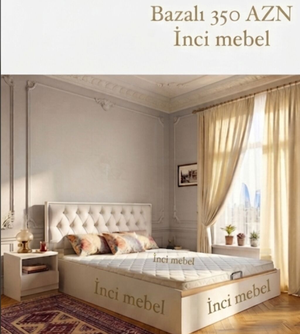 Yeni, İkinəfərlik çarpayı, Bazalı, Matras ilə, Siyirməsiz, Azərbaycan — Mebel, Bakı