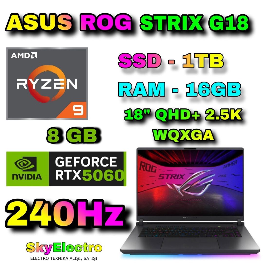 Asus ROG STRIX G18 G814F RTX 5060 8 GB Gaming — Elektronika, Bakı