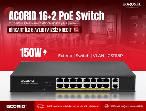 16-Portlu PoE Switch "Acorid CS1118P"