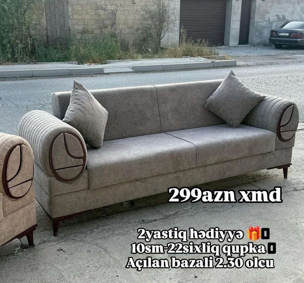 Açılan bazalı divan – 2.30 ölçü - Yumşaq, rahat oturacaq - Həndəsi — Mebel, Xırdalan (2)