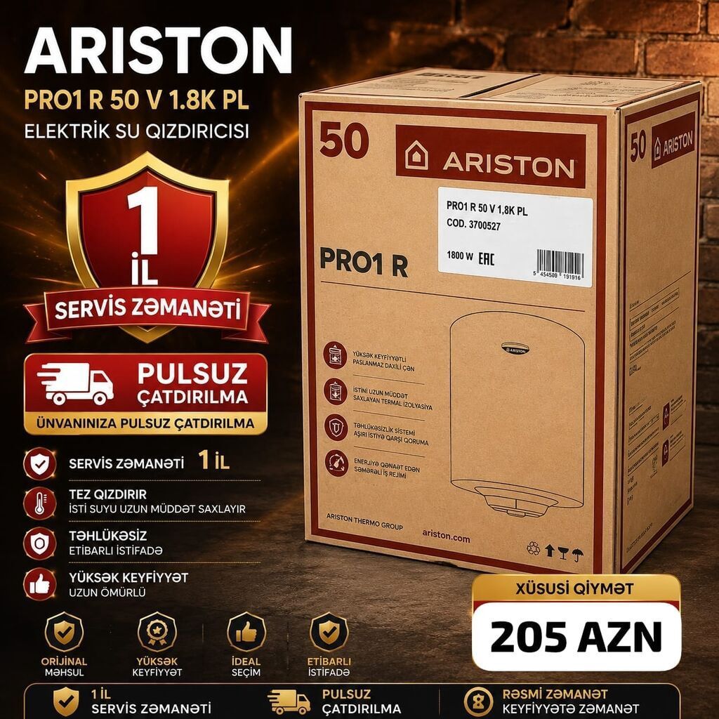 Ariston 50 litrlik su qızdırıcısı