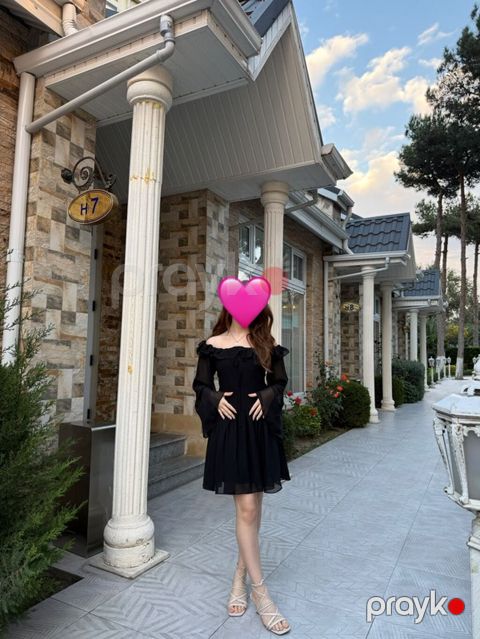 Qara şifon don XS 34 olcu - Stil: “off-shoulder” (çiyin açıq), yuxarı