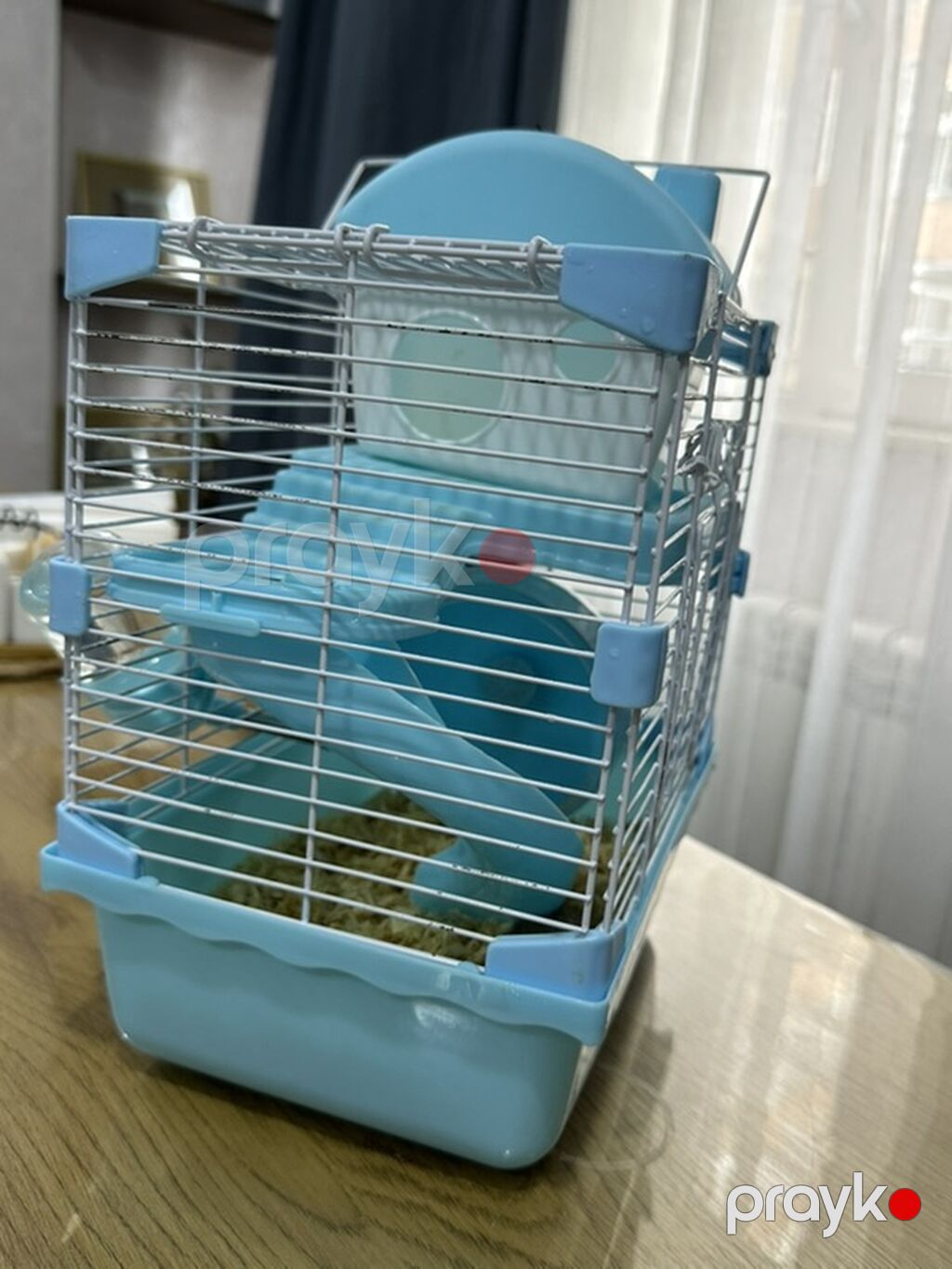 Hamster üçün iki mərtəbəli qəfəs – mavi/ağ Icinde bir eded hemster — Qəfəslər, Bakı (4)