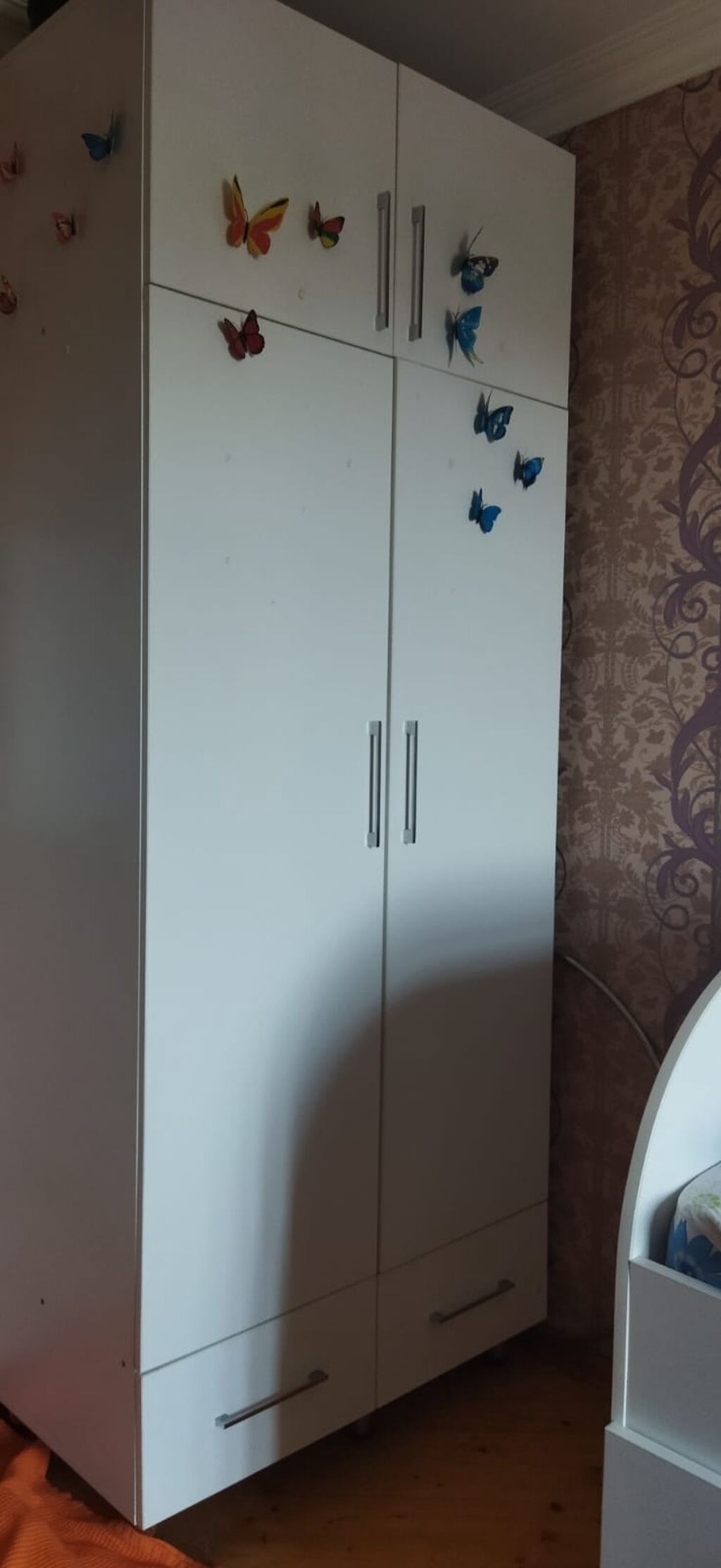 İşlənmiş, 2 qapılı, Siyirməli, Ağ, Taxta, Açılan, Düz dolab — Mebel, Bakı (3)