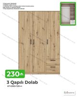 3 qapılı paltar dolabı – 47×200×120 sm - Daxili komplektasiya — Furniture