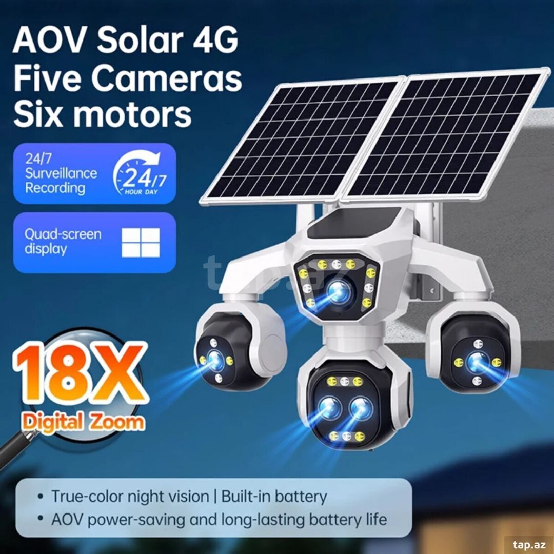 4 kamera günəṣ paneli 4G sim kartlı 16mp/4k — Təhlükəsizlik sistemləri, Bakı