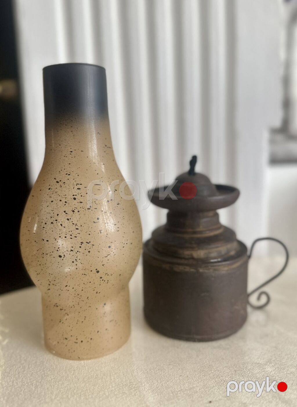 Dekorativ lampa - Material: Metal gövdə və şüşə baca - Tip: Fitilli — Digər, Bakı (2)