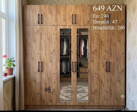 Geniş həcmli dolab - Qiymət: 649 AZN - Ölçülər: En 240 sm, Dərinlik — NM Mebel — Şkaflar