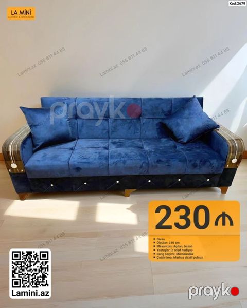 Məhsul: Divan (Kod: 2679) - Ölçü: 210 sm - Mexanizm: Açılan, bazalı — Bakı