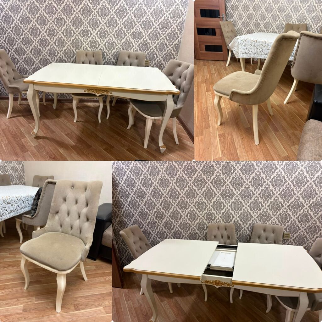 Qonaq otağı üçün, İşlənmiş, Kvadrat masa, 6 stul