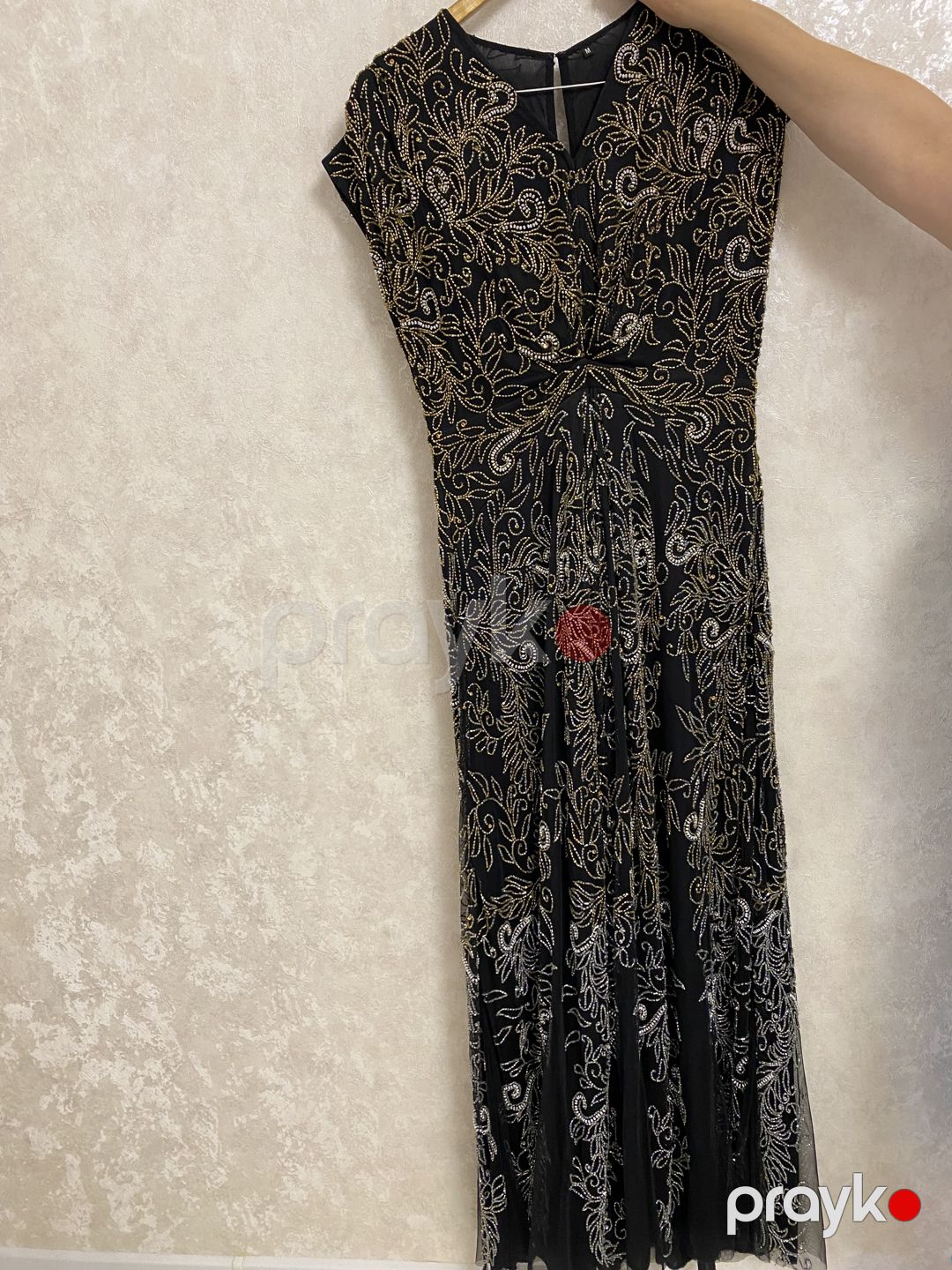 Qara qızılı naxışlı uzun axşam libası, 42 razmer — Axşam paltarları, Gəncə (2)