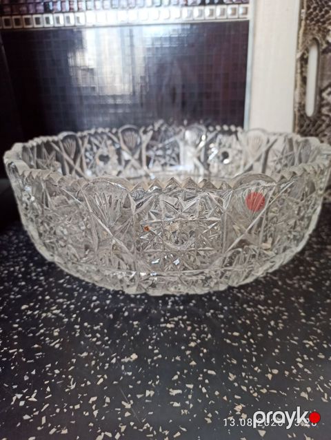 Kəsimli şüşə/qəlibli kristal qab - Material: qalın, şəffaf kəsimli — Bakı