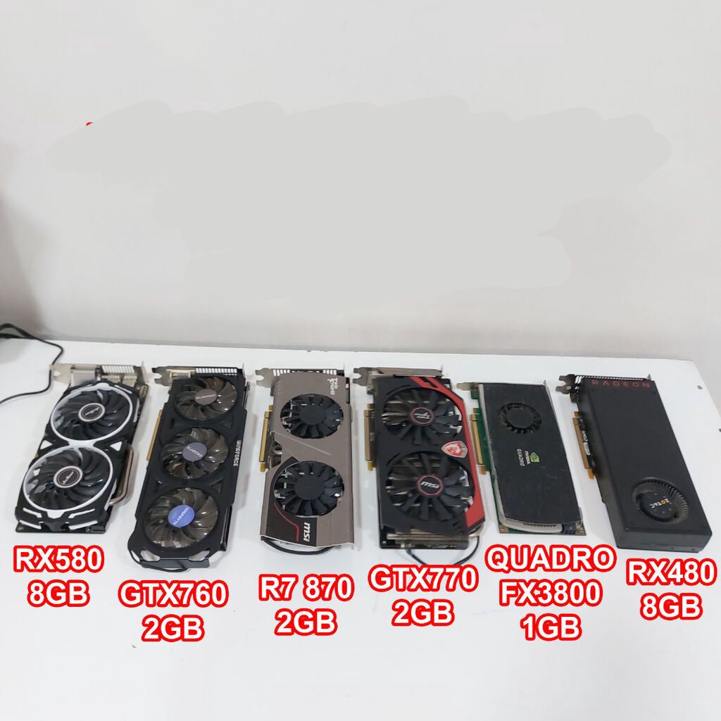 XARAB Videokartlar RX580 8GB, GTX760 2GB, R7 870 2GB, GTX770, Quadro