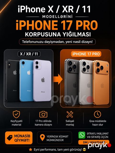 Apple iPhone X, XS, XR, 11 17 Pro korpusuna yığılması