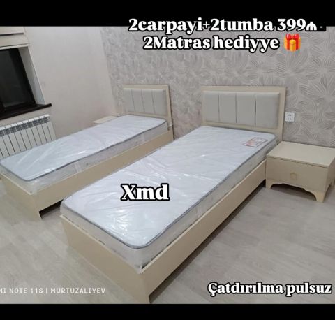 Məhsul: 2 ədəd tək çarpayı + 2 ədəd tumba dəsti Təsvir: Zamanəsə — Ucuz serfeli Mebel — Yataq otağı mebel dəstləri