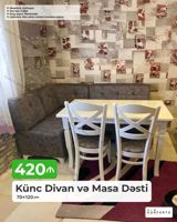 Künc Divan və Masa Dəsti - Ölçü: 70 × 120 sm masa - Komplekt: künc — Mebel