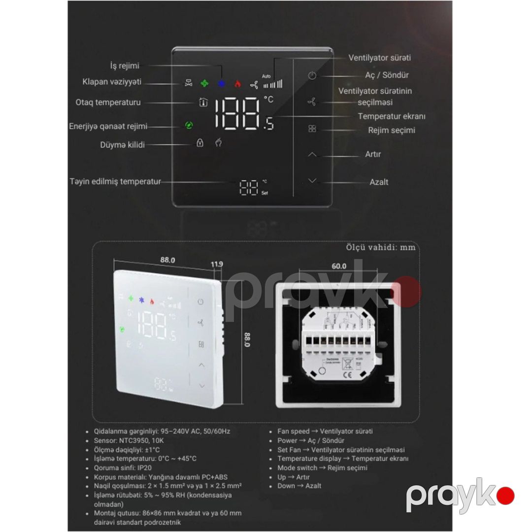 Ağıllı Fan Coil Termostatı Tuya WiFi (2-Pipe FCU) — Mallar, Bakı (7)