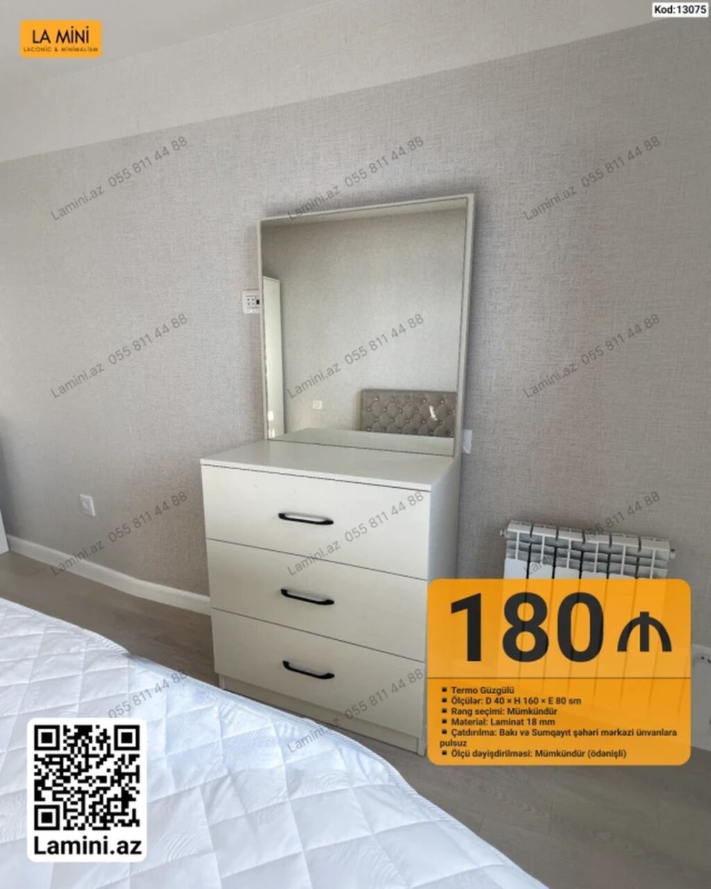 Termo güzgülü komod/dreyer - Ölçü: D 40 × H 160 × E 80 sm - Rəng — Mebel, Bakı