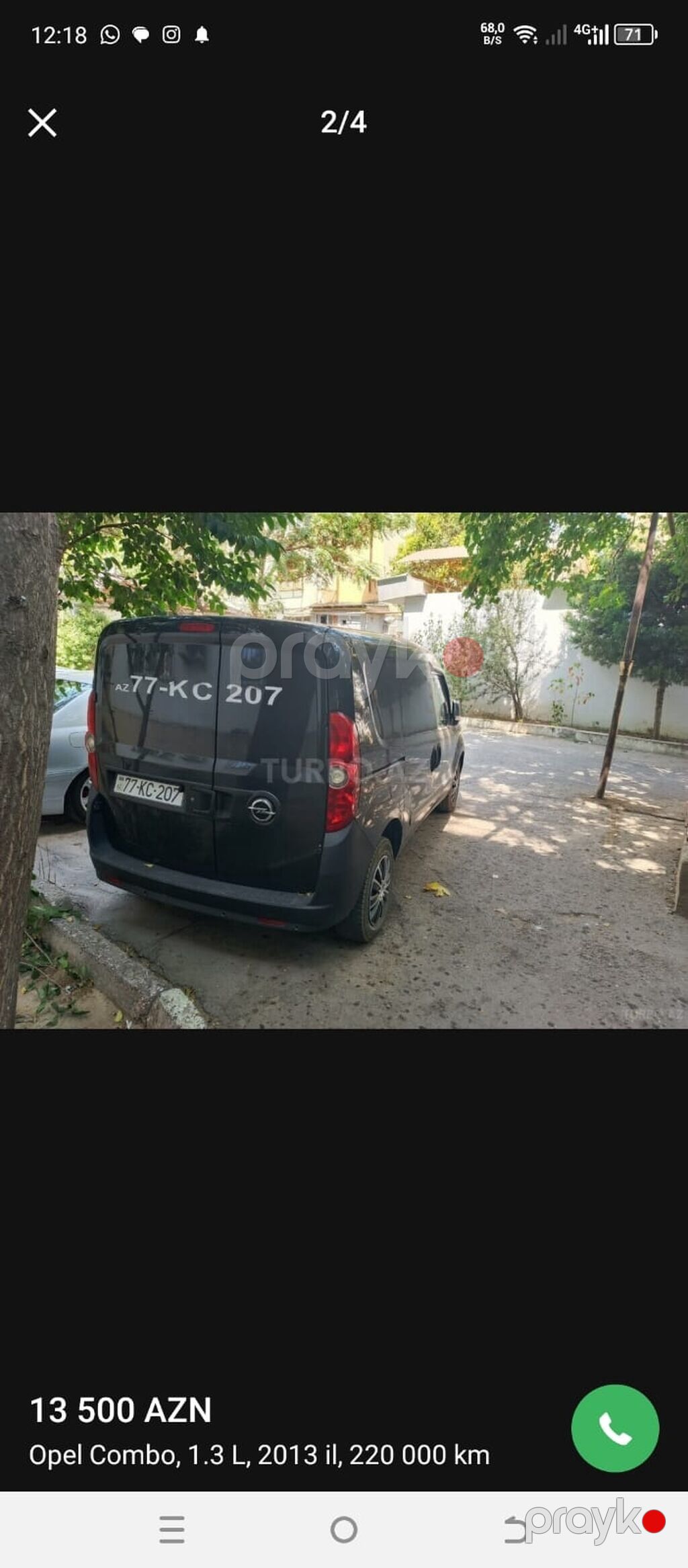 Opel Combo: 1.3 l | 2013 il 220000 km Van body type 77-KC-207 — Avto, Bakı (2)