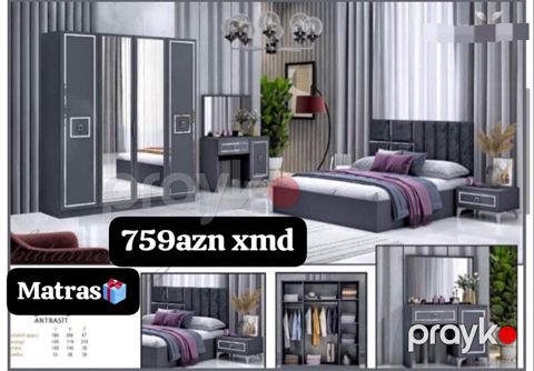 Yataq otağı dəsti – “Antrasit” rəng palitrasında modern dizayn. Dəst — Bakı