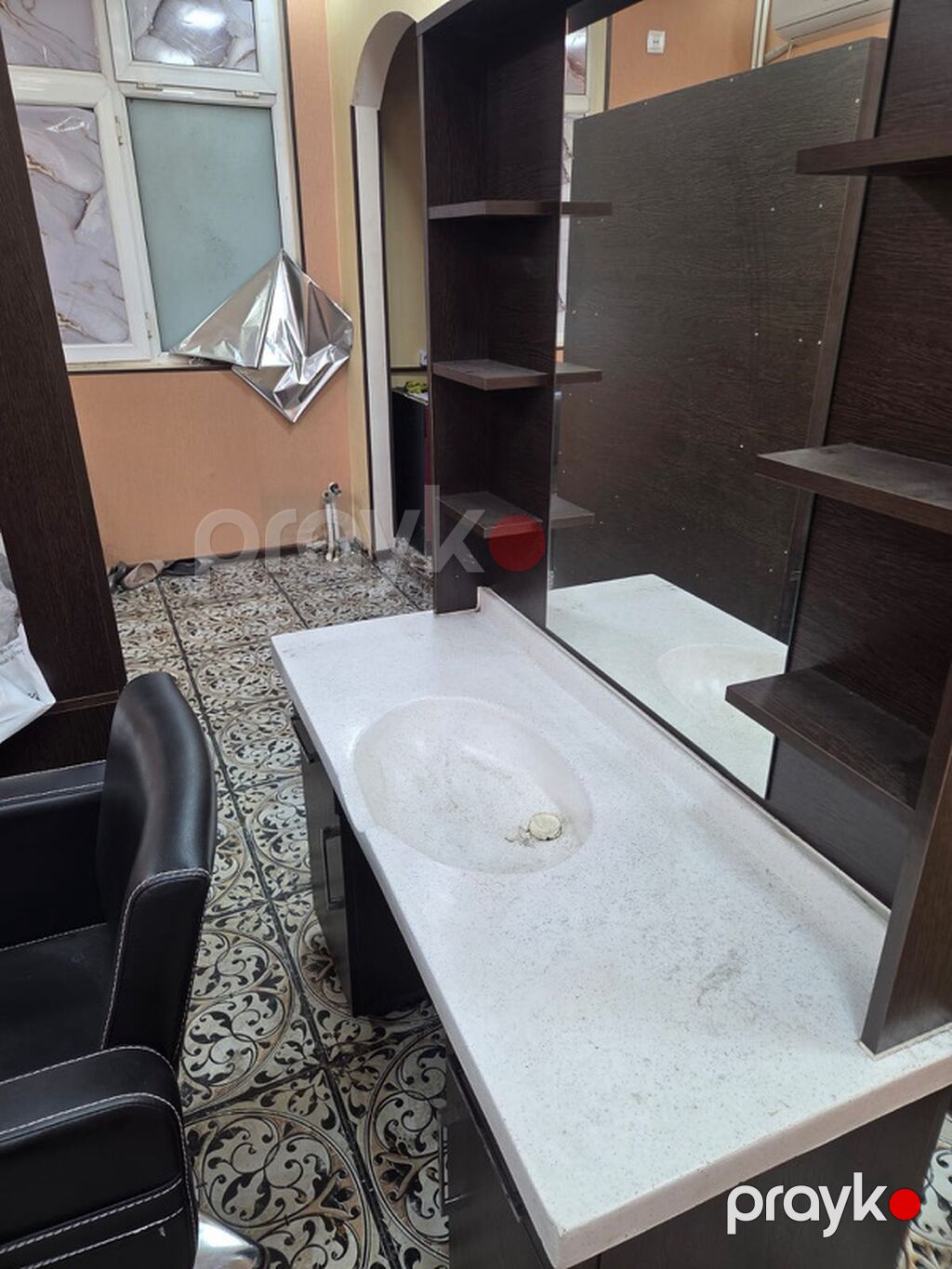 Salon üçün vizaj/berber masası və kreslo dəsti - Tünd ağac rəngində — Mebel, Bakı (2)