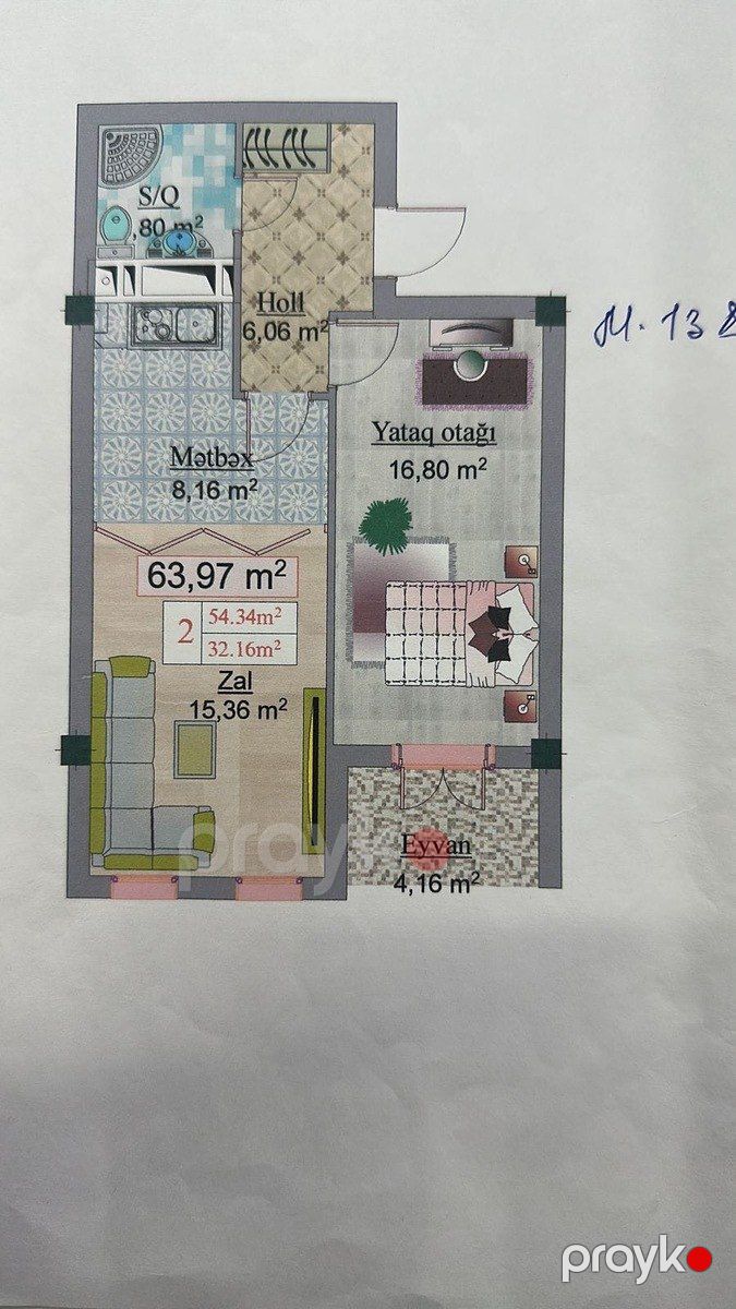 Satılır 2 otaqlı yeni tikili 65 m² — Mənzil, Bakı (7)