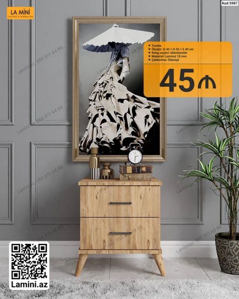 Tumba • Ölçülər: D 40 × H 50 × E 40 sm • Rəng seçimi: mümkündür • — Lamini Mebel — Komodlar və tumbalar