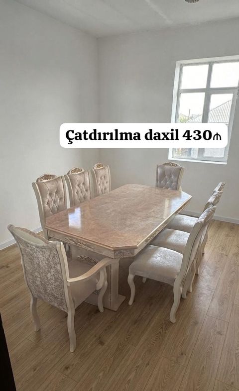 Qonaq otağı üçün, İşlənmiş, Oval masa, 8 stul — Tables