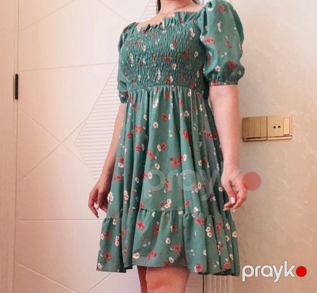 Qadın mini donlar – 2 model 1) Yaşıl naxışlı don - Uzun qol, V-yaxa - — Şəxsi əşyalar, Bakı (8)