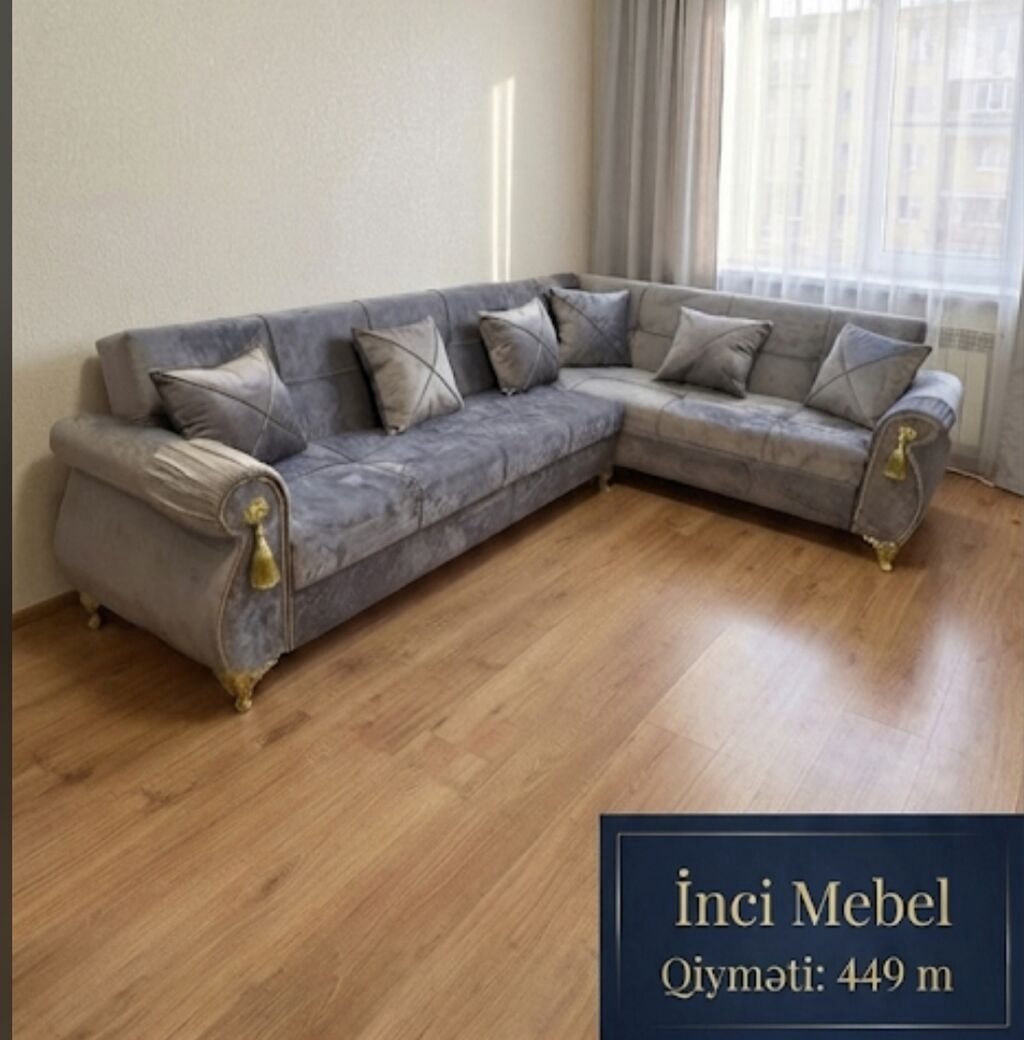 İnci Mebel – bucaqlı yumşaq dəst - L şəklində, sağ bucaq yerləşimli — Mebel, Bakı