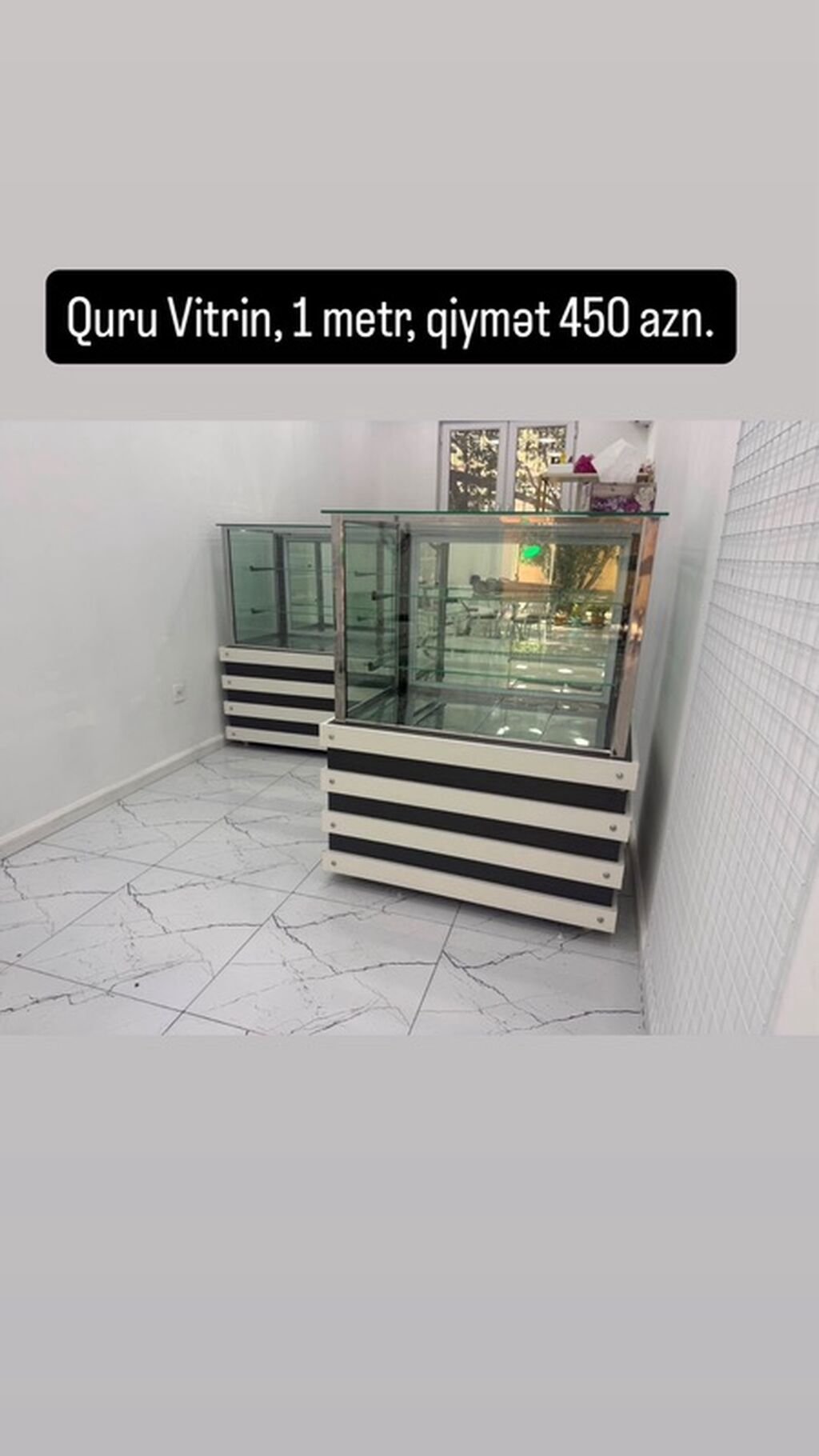 Quru vitrin – 1 metr. Qiymət: 450 AZN (şəkildə qeyd edilib) — Mallar, Bakı