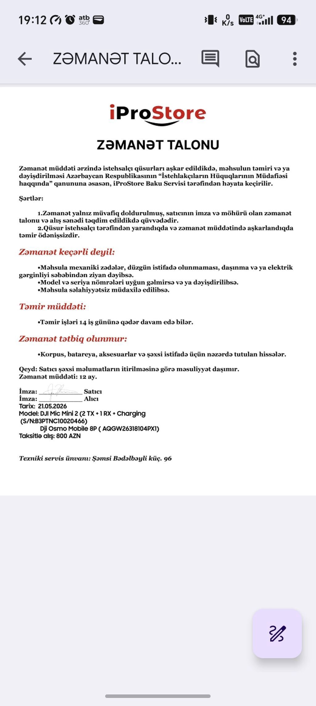 Təzə gimbaldır 3 aydır almışam 9 ay qarantiyası var hələ cüzi endirim — Elektronika, Bakı (9)