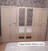 6 qapılı paltar dolabı – 449 AZN - Klassik bej rəngli dizayn — Mebel