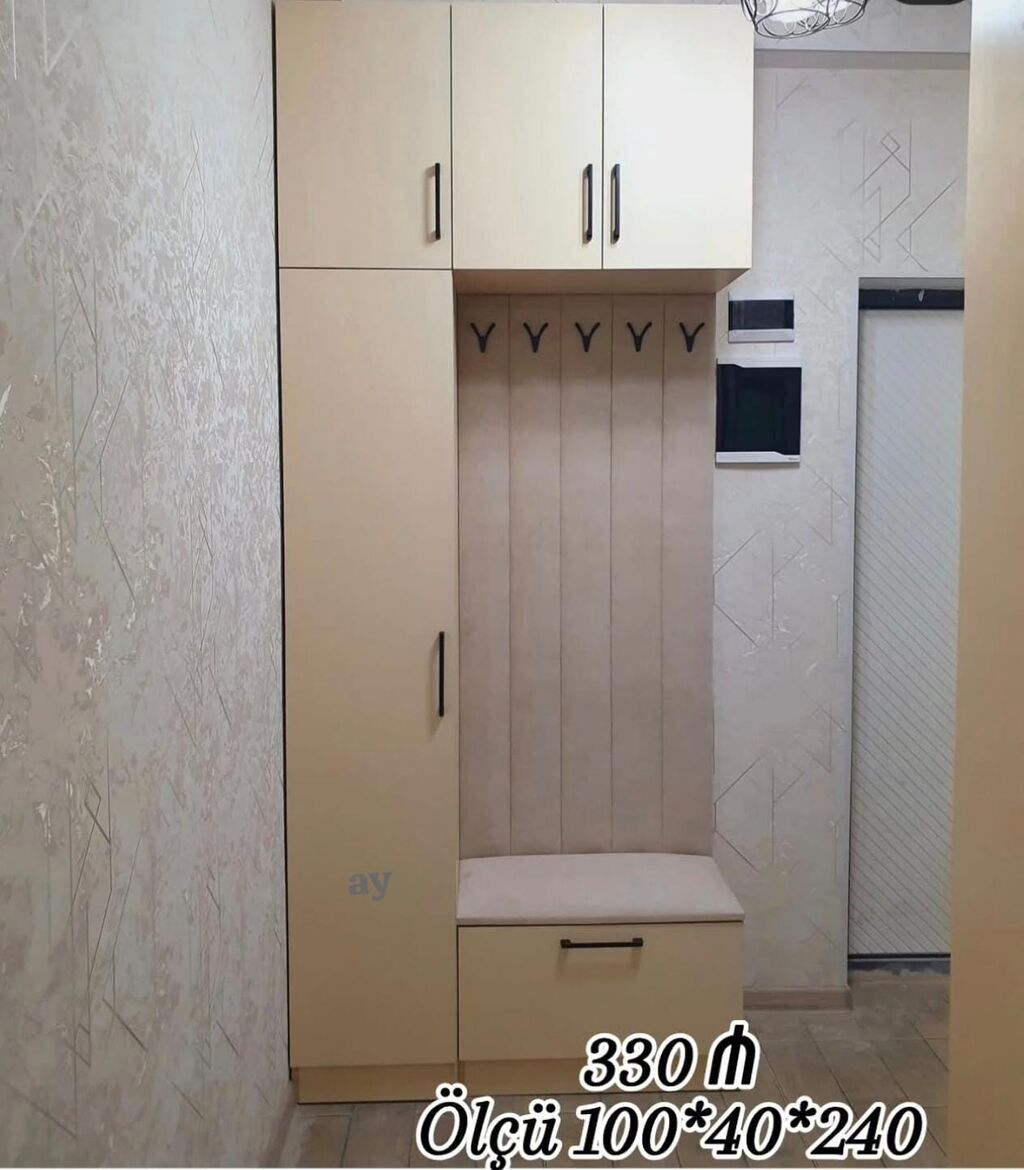 Dəhliz üçün çoxfunksiyalı asma paltar dolabı və oturacaqlı askılıq
