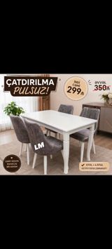 Ağ rəngli yemək otağı dəsti – 1 stol + 4 stul - Zərif, minimal dizayn — Товары
