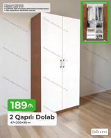 2 Qapılı Geyim Dolabı – 47×200×90 sm - Daxili plan: asılqan üçün — Мебель