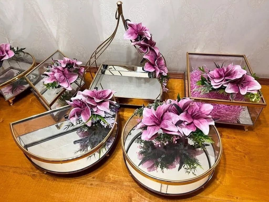 Novruz/söz kəsimi/nişan üçün bəzədilmiş xonça və vitrin qutuları dəsti — Mallar, Xırdalan (3)