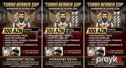 Turbo Barber Shop – Bərbərlik Kursları Xidmətin məzmunu: -