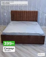 Çarpayı – 160×200 sm - Yumşaq, vertikal tikişli başlıqla klassik — Mebel