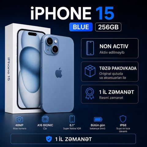 Apple iPhone 15 Blue 256GB/6GB — Bakı