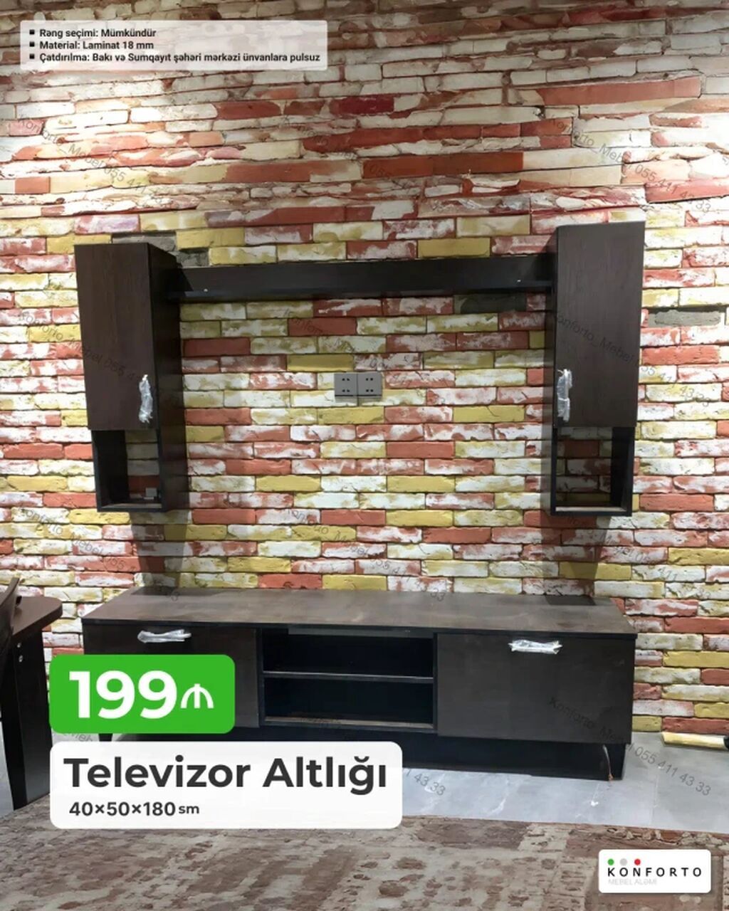 Televizor altlığı və asma modullar dəsti - Ölçü: 40×50×180 sm