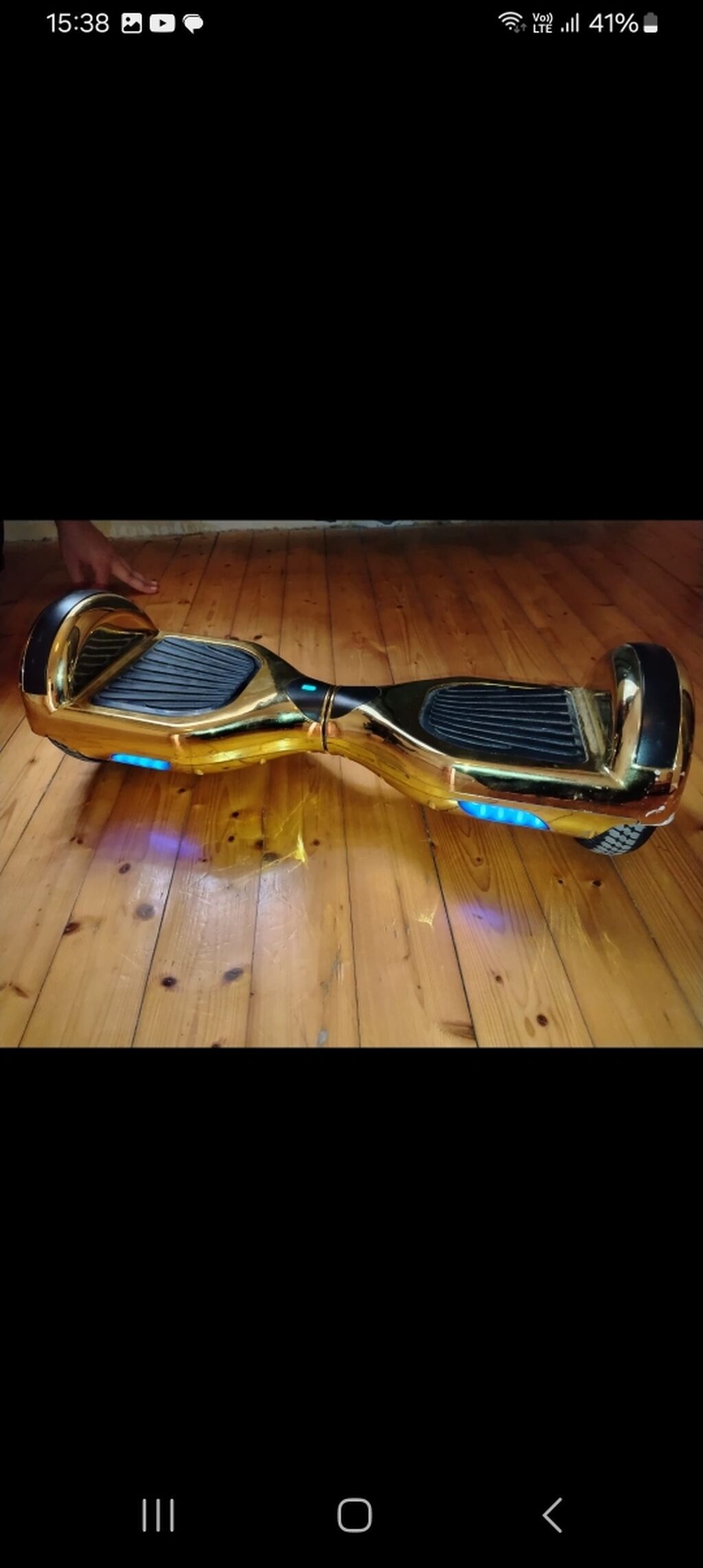 Qızılı rəngli iki təkərli hoverboard / giroskutər - Parlaq qızılı