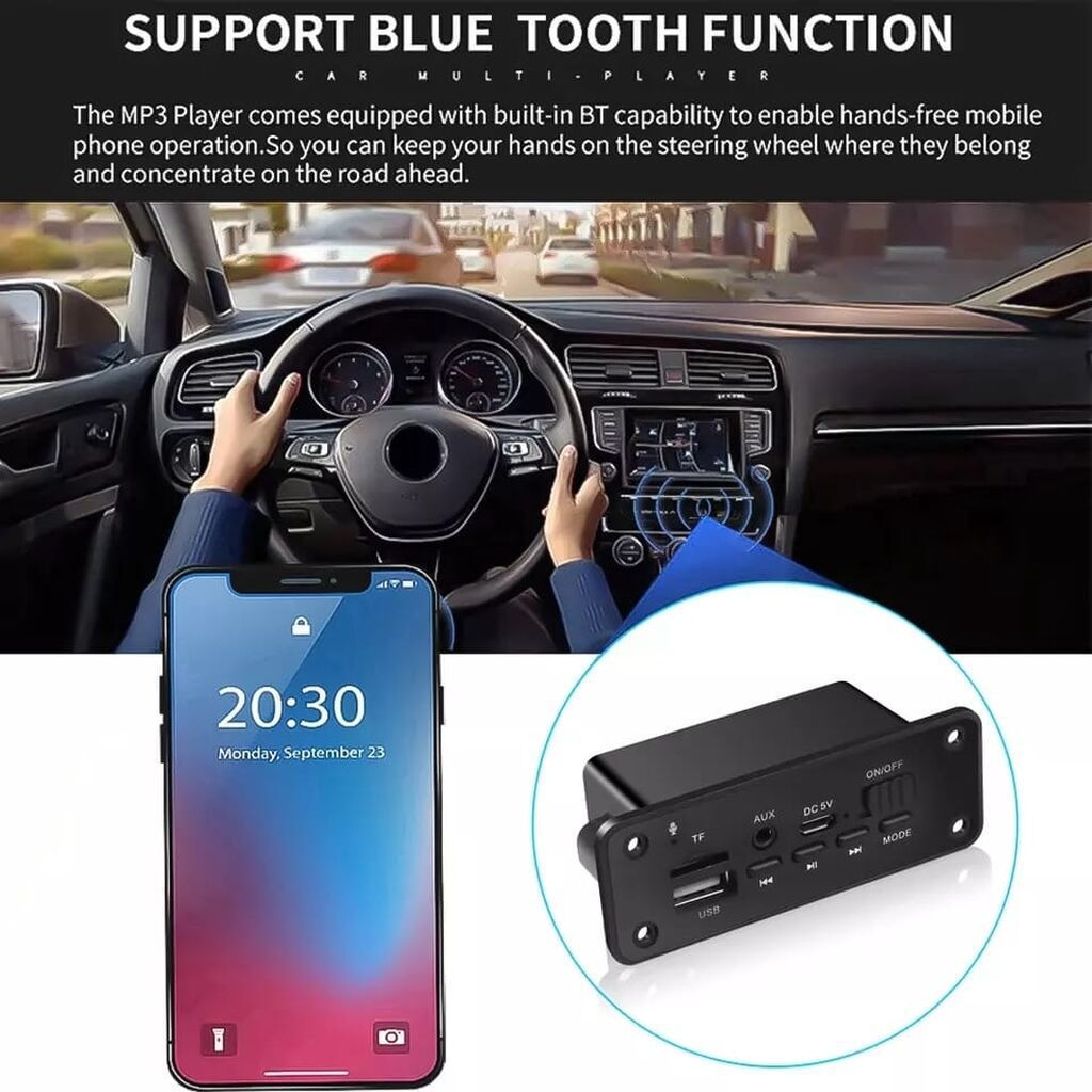 Bluetooth 5.0 çoxfunksiyalı avtomobil MP3 paneli Xüsusiyyətlər: - — Elektronika, Sumqayıt