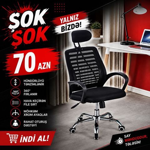Salon və ofis üçün tənzimlənən stullar - Hündürlüyü tənzimlənir: qolu