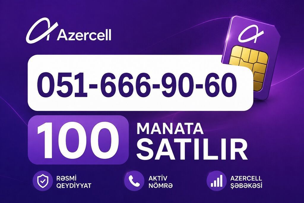Azercell nömrə: 051-666-90-60 - Qiymət: 100 manata satılır (280a