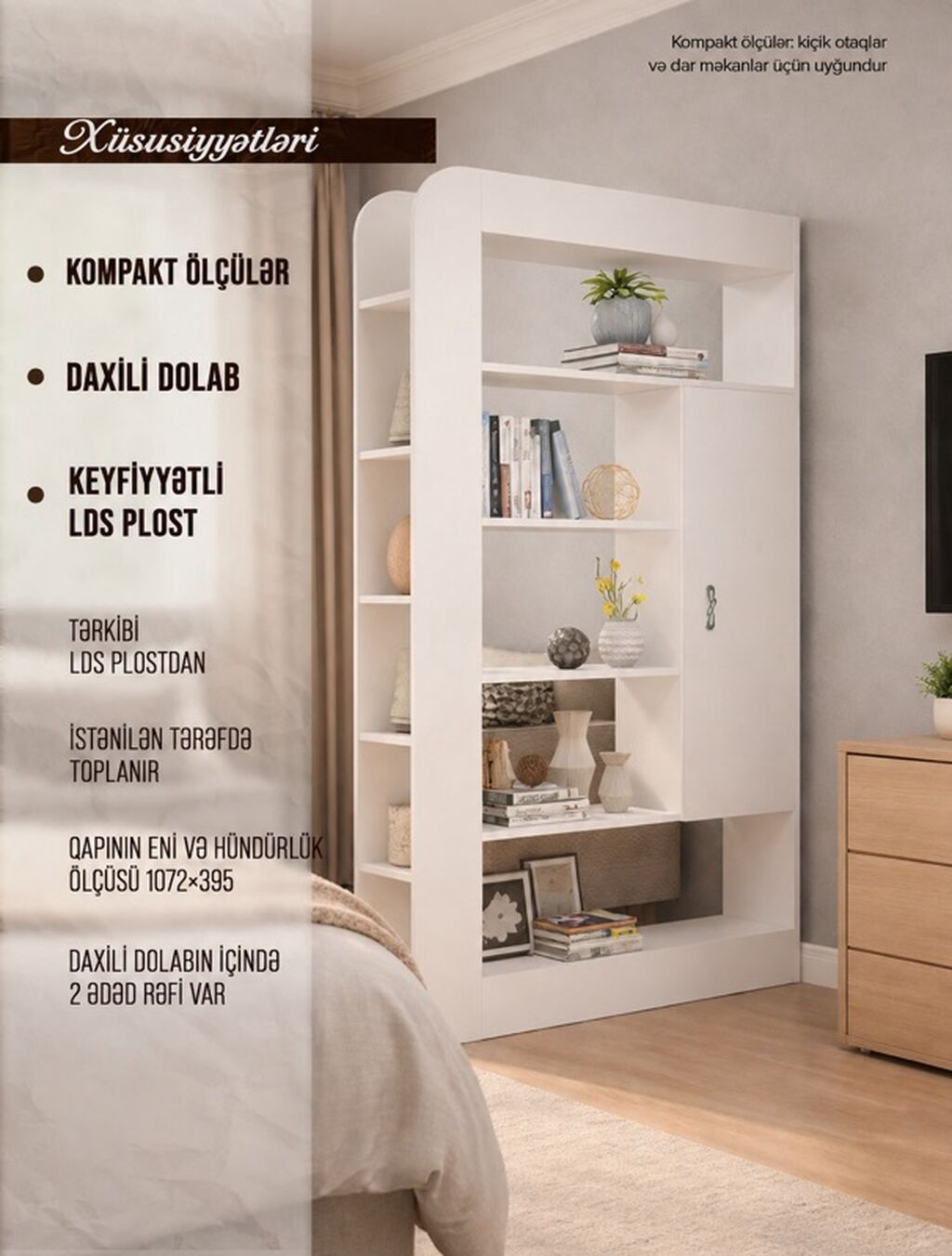 Ağ rəngli çoxfunksiyalı bölücü rəf/dolab sistemi - Kompakt ölçülər