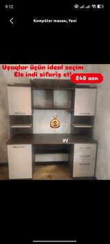 Kompyuter masası – uşaqlar üçün ideal seçim. İki rəngli dizayn (ağ və — Mebel evim