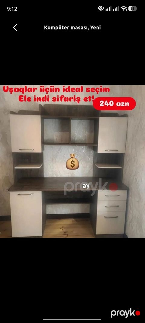 Kompyuter masası – uşaqlar üçün ideal seçim. İki rəngli dizayn (ağ və
