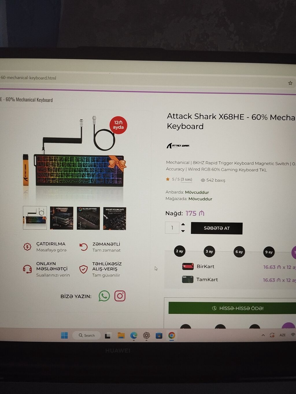 ⌨️ Attack Shark X68 HE — kompakt və premium keyfiyyətli Hall Effect — Elektronika, Mehdiabad (2)