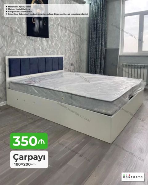 Çarpayı – 160×200 sm - Açılan, bazalı mexanizm: alt hissədə geniş — Konforto Mebel — Çarpayılar